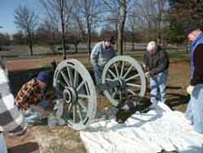 Stanley Saperstein, Eric Saperstein, Dr. David Martin and restoration team - Monmouth Battlefield Cannon Restoration by Artisans of the Valley