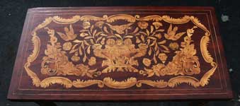 Marquetry Bridge Table Apron Restoration Complete - Closed Top