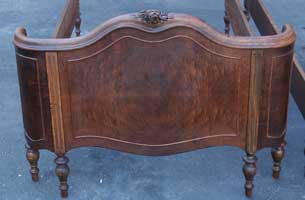 Victorian carved Burl Veneer Twin Bed Restoration Complete Footboard One
