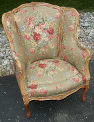 Louie XV Bergerie Chair Broken Leg After Restoration & Upholstery