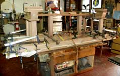 Hand Made Custom Solid Walnut New Wave Gothic Dining Table by Artisans of the Valley - In Progress - Frame in Clamps