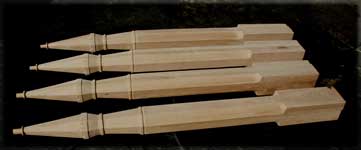 Custom Gothic Stair Posts - Side View Line-up of Four