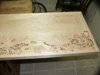 Hand Carved Wildlife Buffalo Scene Panel In Progress
