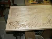 Hand Carved Wildlife Buffalo Scene Panel In Progress